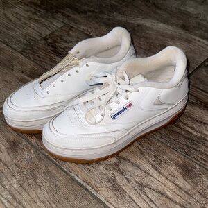 Reebok White Sneakers with Brown Sole